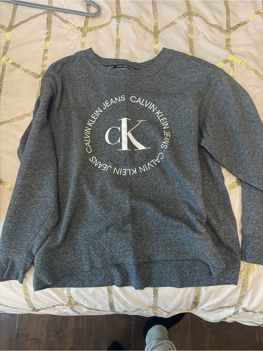 Calvin Klein Jeans Gray Crewneck Sweatshirt with White CK Logo